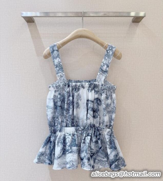 Low Cost Dior Printed Cotton Vest 527005 Blue 2025