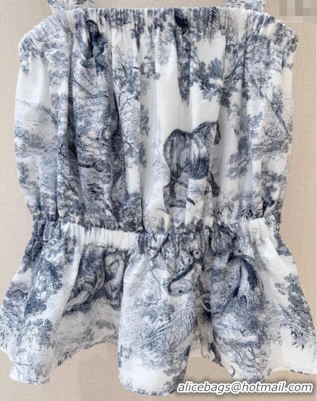 Low Cost Dior Printed Cotton Vest 527005 Blue 2025