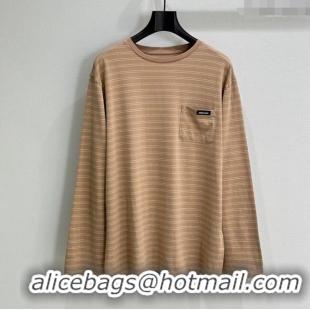 Big Discount Miu Miu Striped T-Shirt 527011 Light Coffee 2025