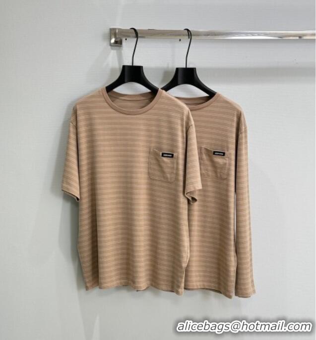 Big Discount Miu Miu Striped T-Shirt 527011 Light Coffee 2025