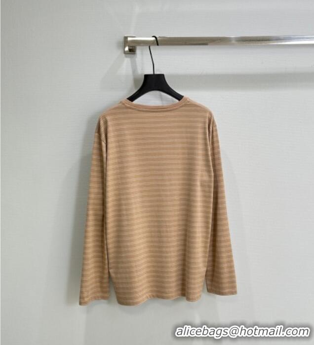 Big Discount Miu Miu Striped T-Shirt 527011 Light Coffee 2025