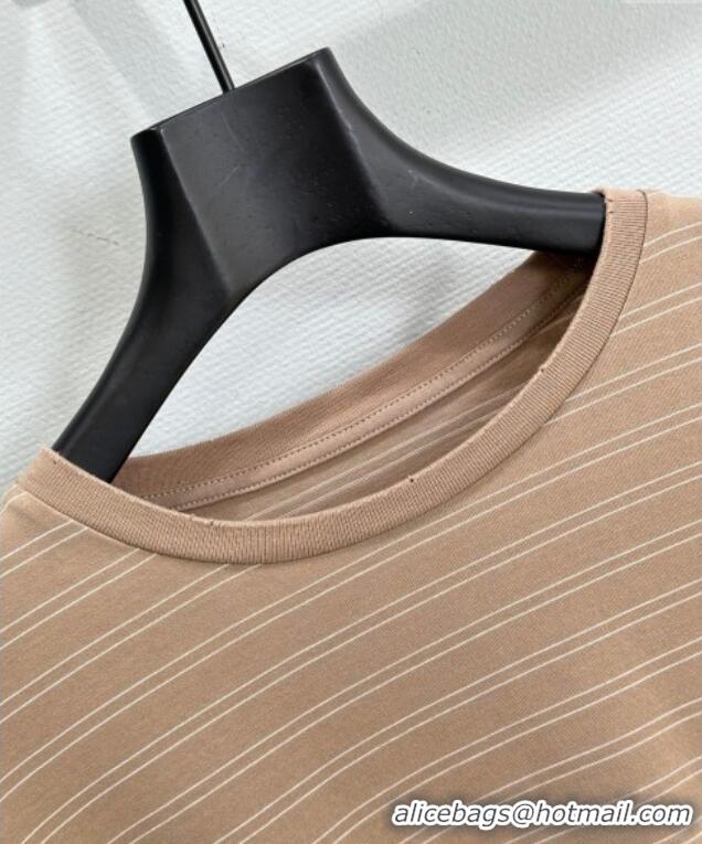 Big Discount Miu Miu Striped T-Shirt 527011 Light Coffee 2025