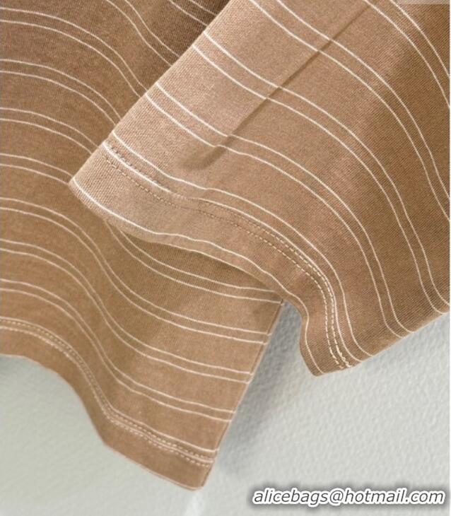 Big Discount Miu Miu Striped T-Shirt 527011 Light Coffee 2025