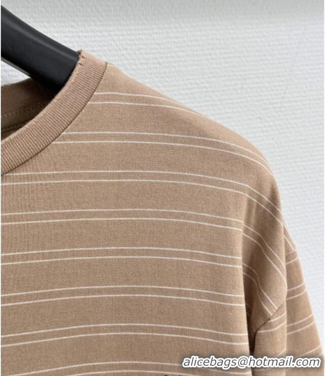 Big Discount Miu Miu Striped T-Shirt 527011 Light Coffee 2025