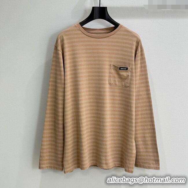 Big Discount Miu Miu Striped T-Shirt 527011 Light Coffee 2025