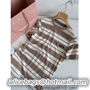 Top Grade Miu Miu Striped T-Shirt 527018 Beige 2025