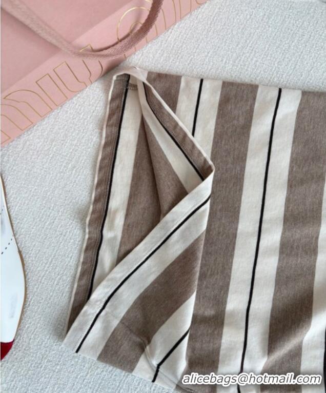 Top Grade Miu Miu Striped T-Shirt 527018 Beige 2025