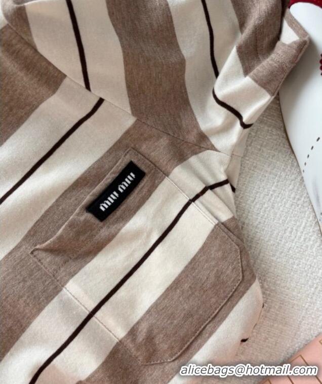Top Grade Miu Miu Striped T-Shirt 527018 Beige 2025