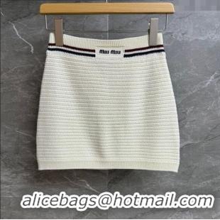Free Shipping Discount Miu Miu Knit Mini Skirt 527004 White 2025