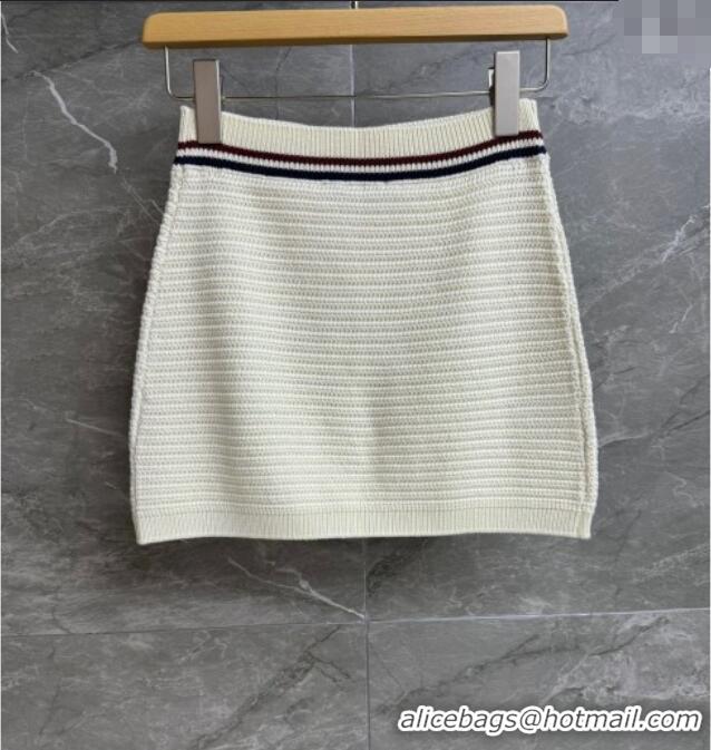 Free Shipping Discount Miu Miu Knit Mini Skirt 527004 White 2025
