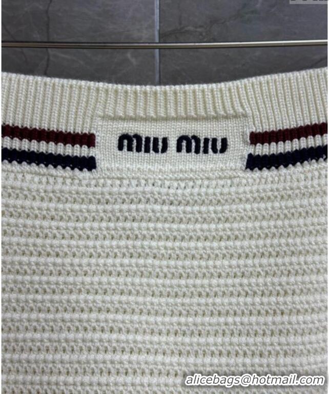 Free Shipping Discount Miu Miu Knit Mini Skirt 527004 White 2025