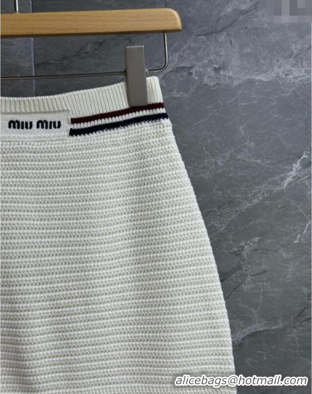Free Shipping Discount Miu Miu Knit Mini Skirt 527004 White 2025