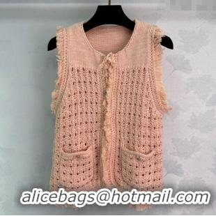 Pretty Style Chanel Fringe Knit Vest 527006 Peach Pink 2025