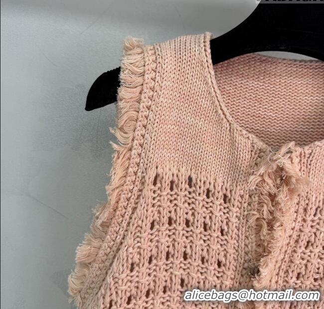 Pretty Style Chanel Fringe Knit Vest 527006 Peach Pink 2025