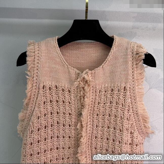 Pretty Style Chanel Fringe Knit Vest 527006 Peach Pink 2025