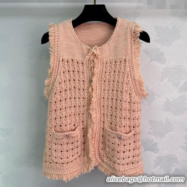 Pretty Style Chanel Fringe Knit Vest 527006 Peach Pink 2025