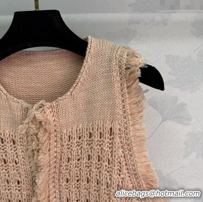 Pretty Style Chanel Fringe Knit Vest 527006 Peach Pink 2025