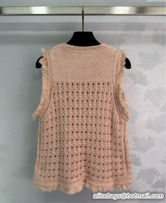 Pretty Style Chanel Fringe Knit Vest 527006 Peach Pink 2025