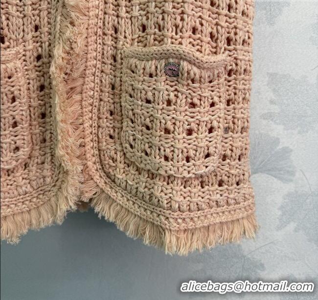 Pretty Style Chanel Fringe Knit Vest 527006 Peach Pink 2025