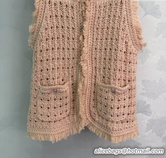 Pretty Style Chanel Fringe Knit Vest 527006 Peach Pink 2025