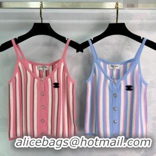 Traditional Discount Chanel Wool Blend Striped Vest 527014 Pink/Blue 2025