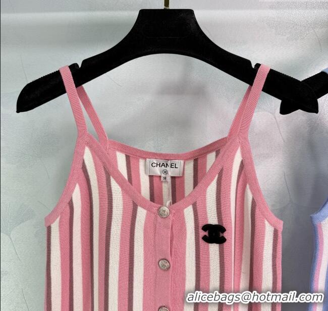 Traditional Discount Chanel Wool Blend Striped Vest 527014 Pink/Blue 2025