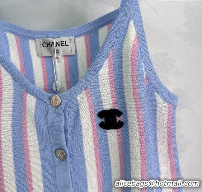 Traditional Discount Chanel Wool Blend Striped Vest 527014 Pink/Blue 2025