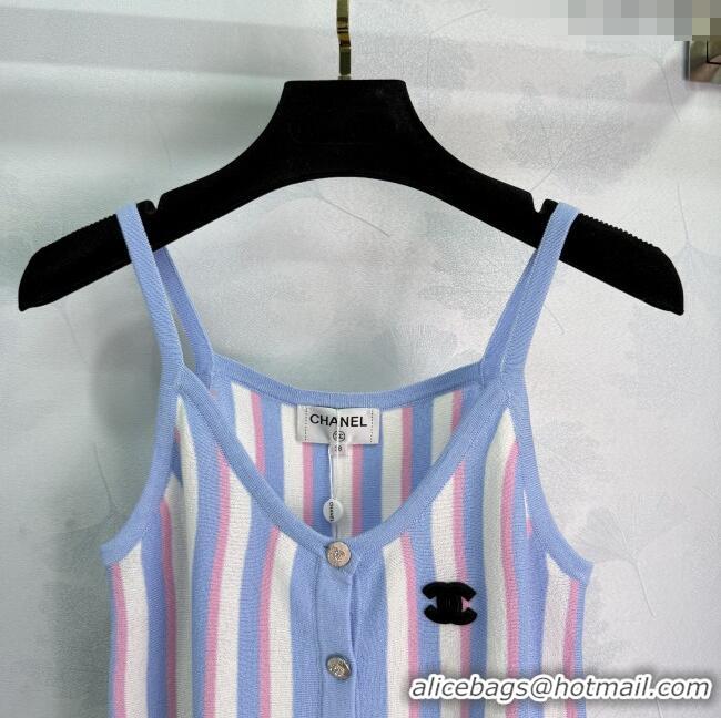 Traditional Discount Chanel Wool Blend Striped Vest 527014 Pink/Blue 2025