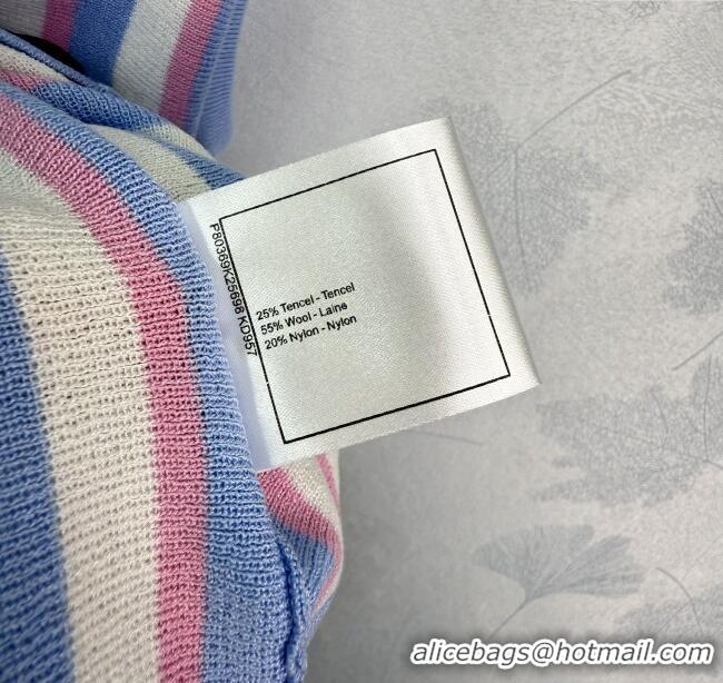 Traditional Discount Chanel Wool Blend Striped Vest 527014 Pink/Blue 2025