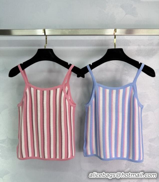 Traditional Discount Chanel Wool Blend Striped Vest 527014 Pink/Blue 2025