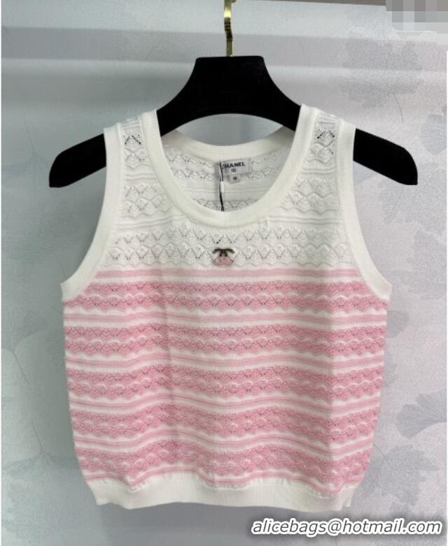 Luxury Cheap Chanel Striped Vest 527007 Pink 2025