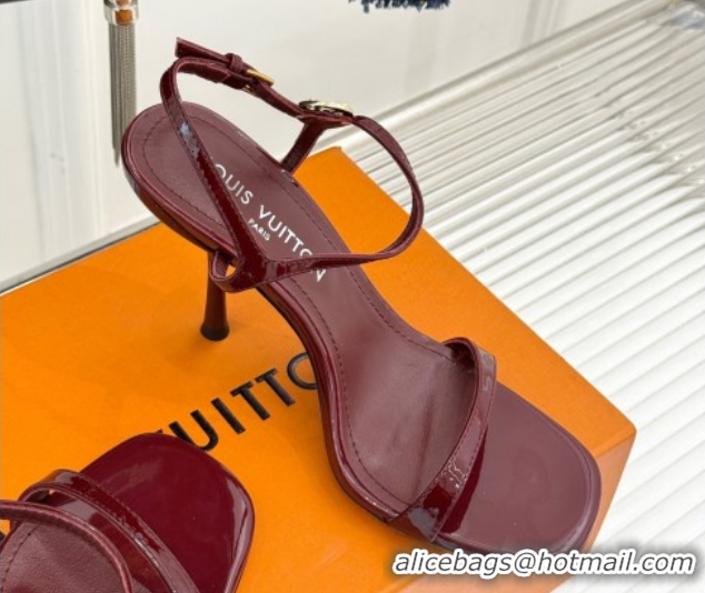 Best Price Louis Vuitton 6AM Heel Sandals 9.5cm in Calf Leather Dark Burgundy 0222059