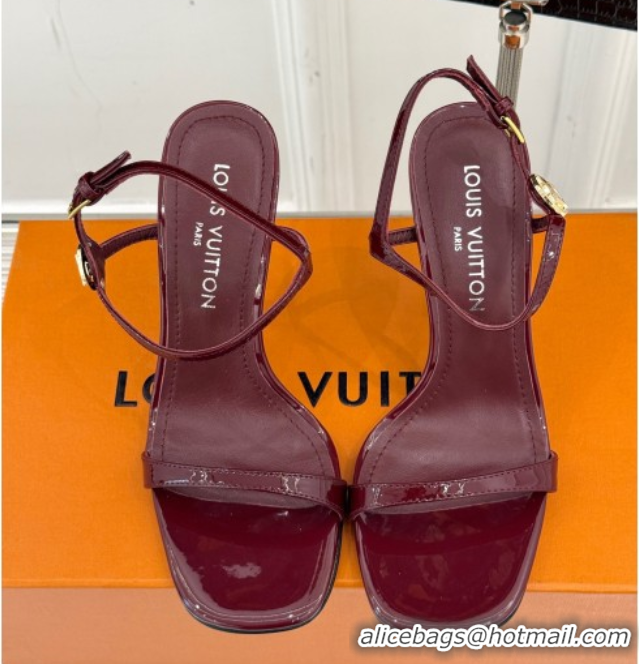 Best Price Louis Vuitton 6AM Heel Sandals 9.5cm in Calf Leather Dark Burgundy 0222059