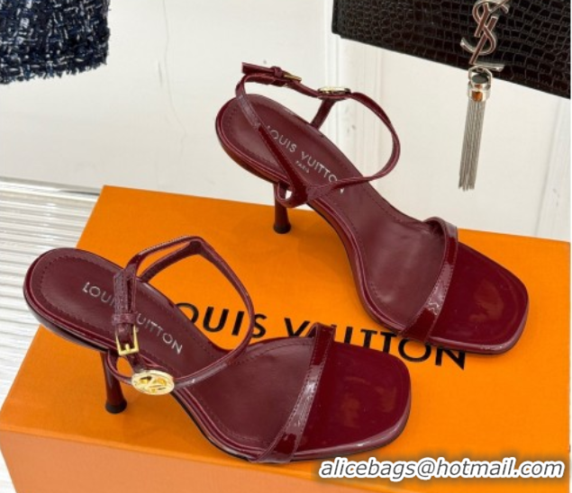 Best Price Louis Vuitton 6AM Heel Sandals 9.5cm in Calf Leather Dark Burgundy 0222059