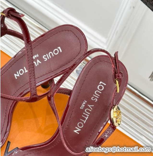 Best Price Louis Vuitton 6AM Heel Sandals 9.5cm in Calf Leather Dark Burgundy 0222059