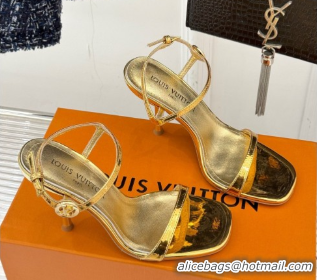 Hot Style Louis Vuitton 6AM Heel Sandals 9.5cm in Calf Leather Gold 0222060