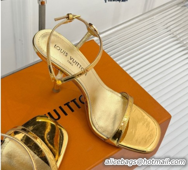 Hot Style Louis Vuitton 6AM Heel Sandals 9.5cm in Calf Leather Gold 0222060