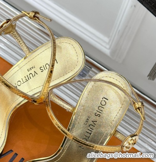 Hot Style Louis Vuitton 6AM Heel Sandals 9.5cm in Calf Leather Gold 0222060