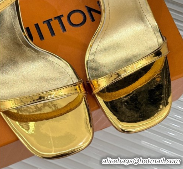 Hot Style Louis Vuitton 6AM Heel Sandals 9.5cm in Calf Leather Gold 0222060