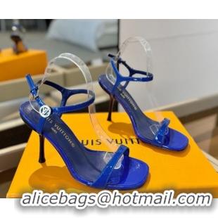 Inexpensive Louis Vuitton 6AM Heel Sandals 9.5cm in Calf Leather Blue 0222061