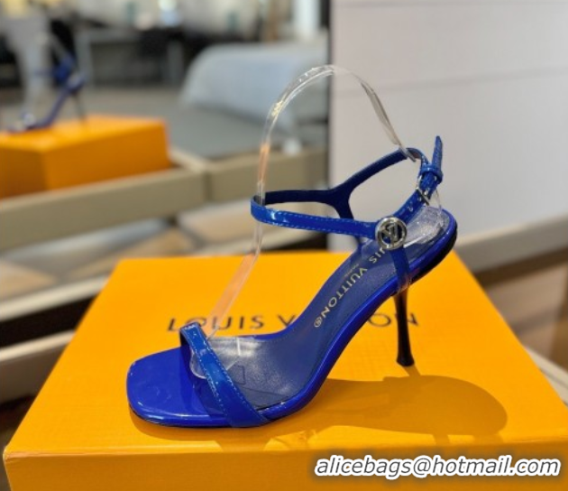 Inexpensive Louis Vuitton 6AM Heel Sandals 9.5cm in Calf Leather Blue 0222061