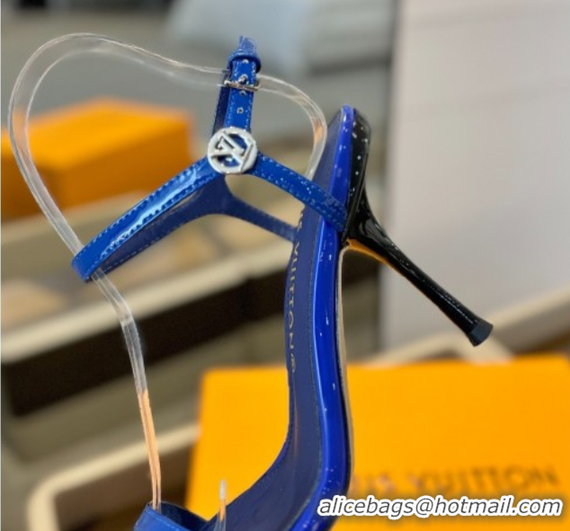Inexpensive Louis Vuitton 6AM Heel Sandals 9.5cm in Calf Leather Blue 0222061