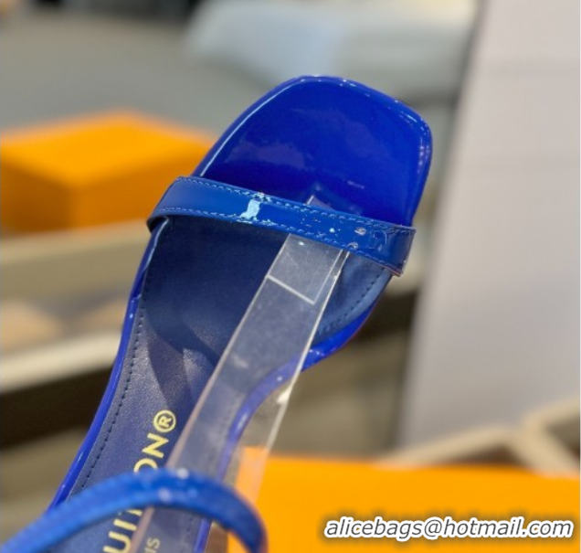 Inexpensive Louis Vuitton 6AM Heel Sandals 9.5cm in Calf Leather Blue 0222061