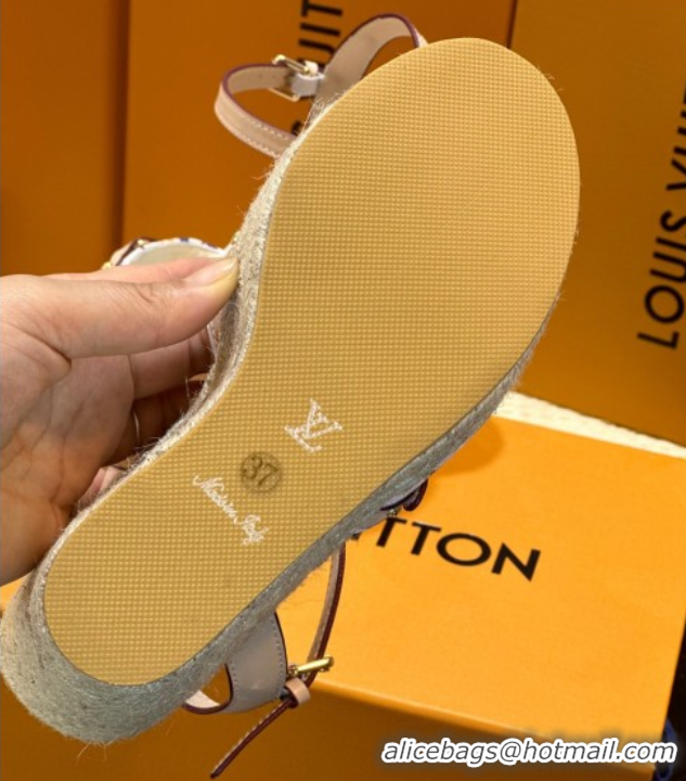 Sophisticated Louis Vuitton LV x TM Helios Wedge Sandals 8cm in Multicolor Monogram Canvas White 0222063