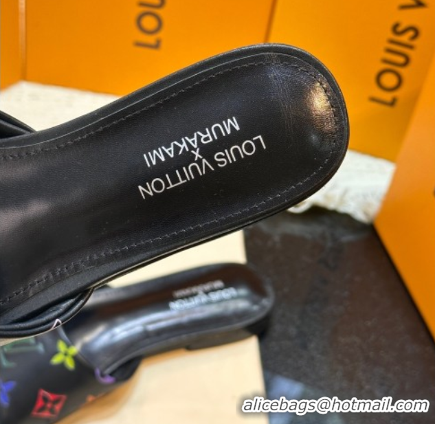 Duplicate Louis Vuitton Neo Revival Flat Slides Sandal in Multicolor Monogram Leather Black 0222065