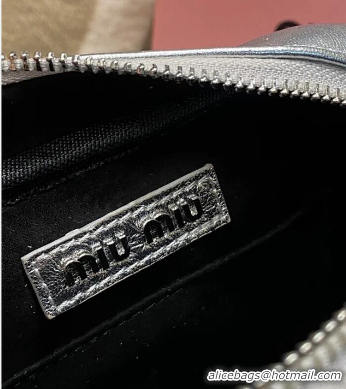 New Discount Miu Miu Arcadie Matelasse Nappa Leather Top Handle Bag Mini 5BP088 Silver