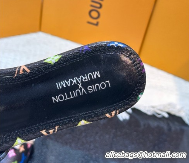 Duplicate Louis Vuitton LV x TM 6AM Flat Slides Sandal in Multicolor Monogram Canvas with Bow Black 0222068