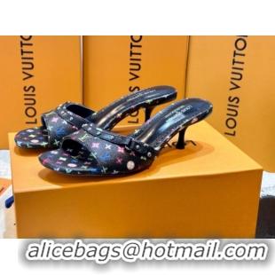 Stylish Louis Vuitton LV x TM 6AM Heel Slides Sandal 5.5cm in Multicolor Monogram Canvas Black 0222069