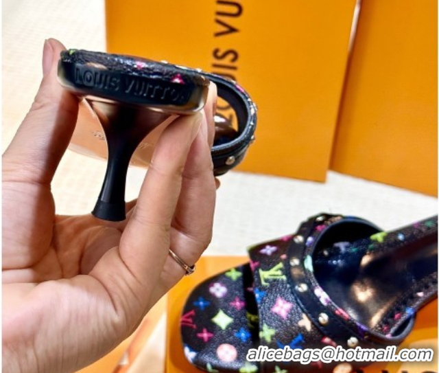 Stylish Louis Vuitton LV x TM 6AM Heel Slides Sandal 5.5cm in Multicolor Monogram Canvas Black 0222069
