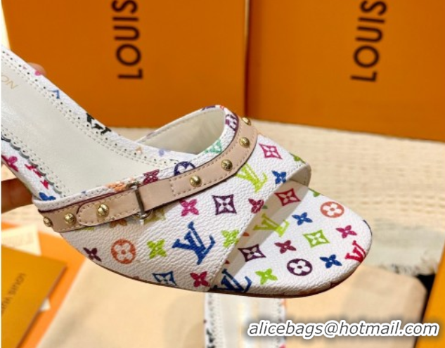 Unique Style Louis Vuitton LV x TM 6AM Heel Slides Sandal 5.5cm in Multicolor Monogram Canvas White 0222070